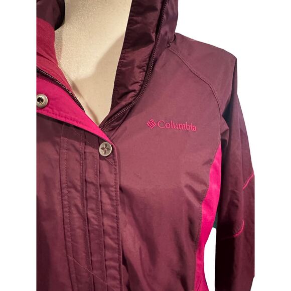 Columbia Omni-Tech Interchange Waterproof Jacket M Burgundy Pink Shell Only - Picture 4 of 8